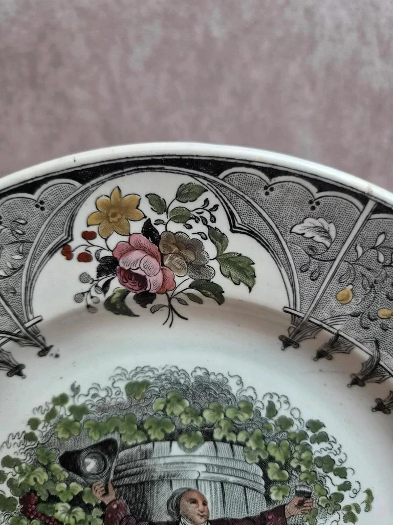 Plato parlante policromado Creil y Montereau – Lebeuf Milliet & Cie – Xixe – photo 2